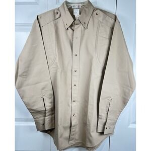 Vintage 70s 80s Orvis Men's Beige Button-Down‎ Shirt M Long Sleeve